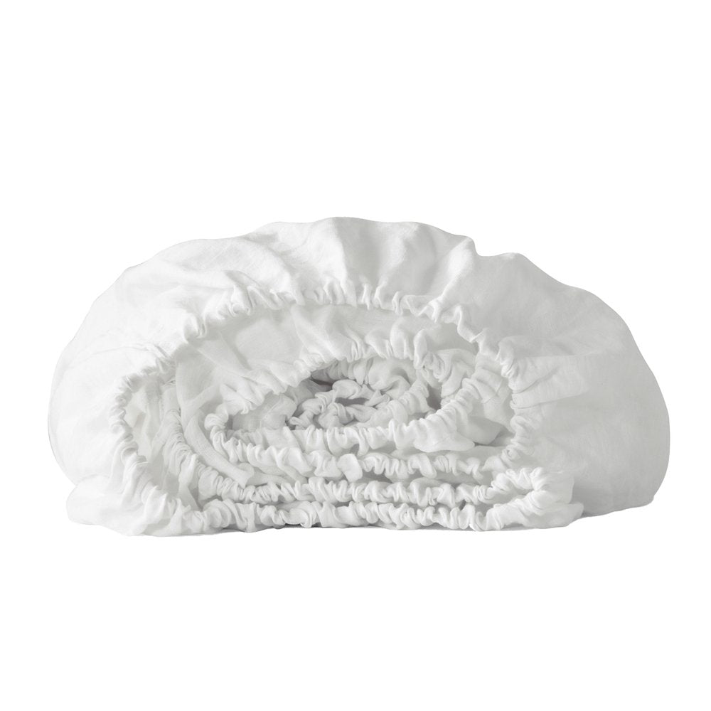 Ivory Linen Twin Fitted Sheet