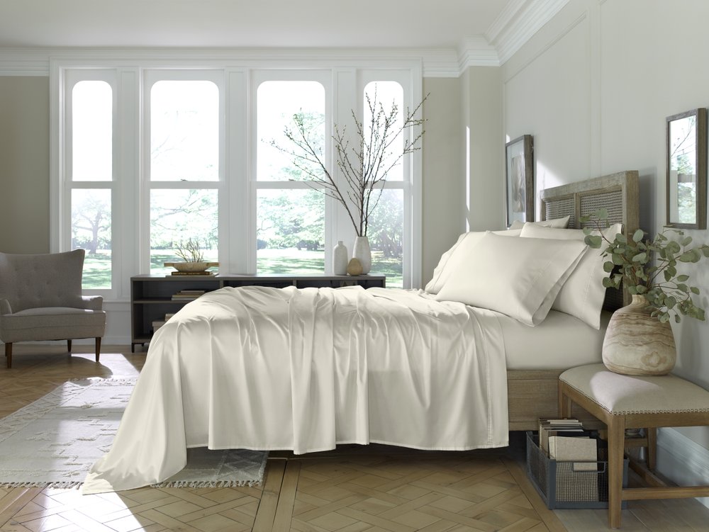 Six Piece Ivory Tencel Lyocell King Sheet Set