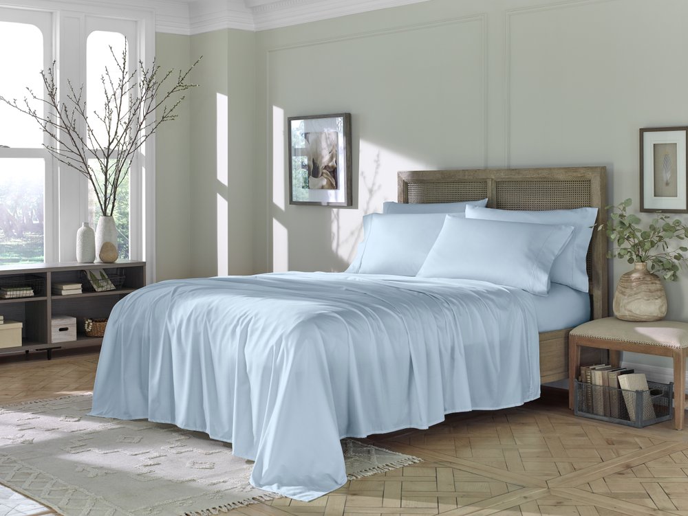 Six Piece Powder Blue Tencel Lyocell King Sheet Set