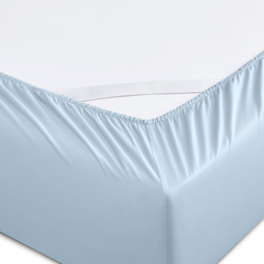 Six Piece Powder Blue Tencel Lyocell Queen Sheet Set