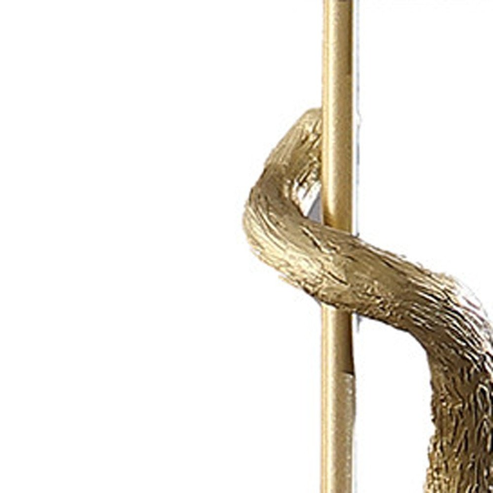 24" Gold Monkey Table Lamp With White Drum Shade