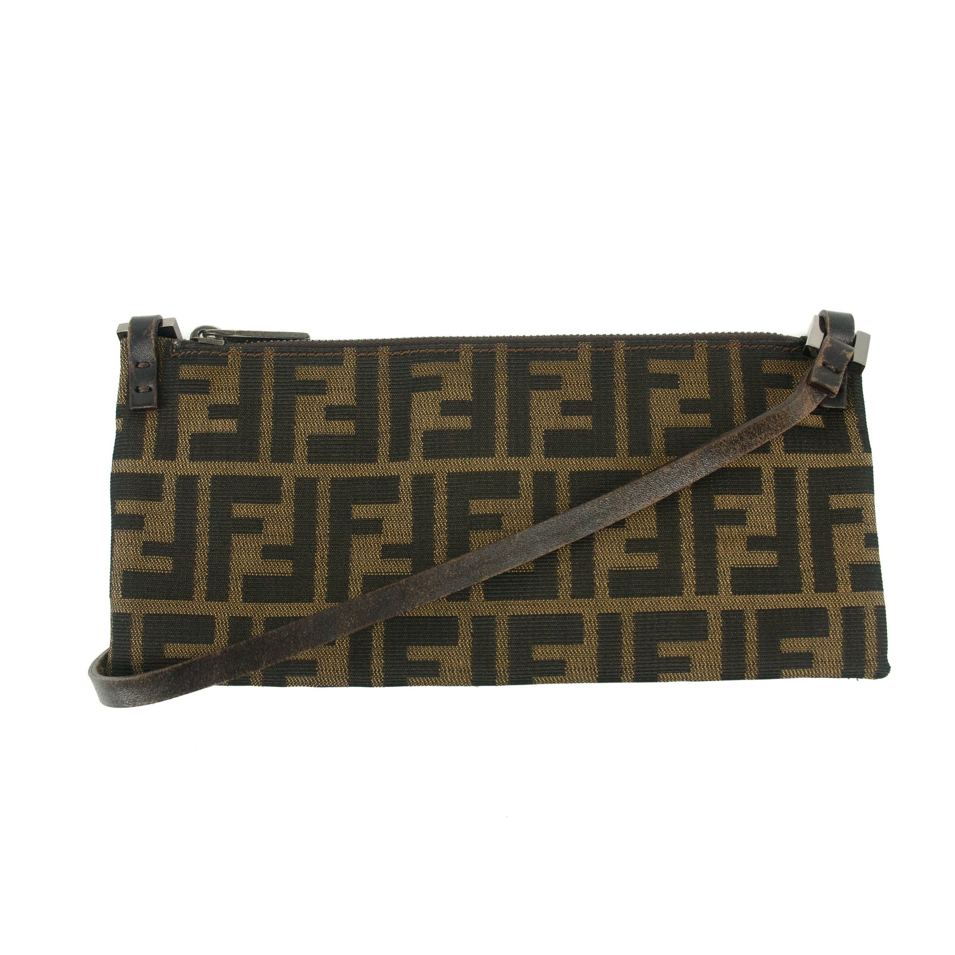 Fendi Canvas Brown Pochette Crossbody Bag  #5256