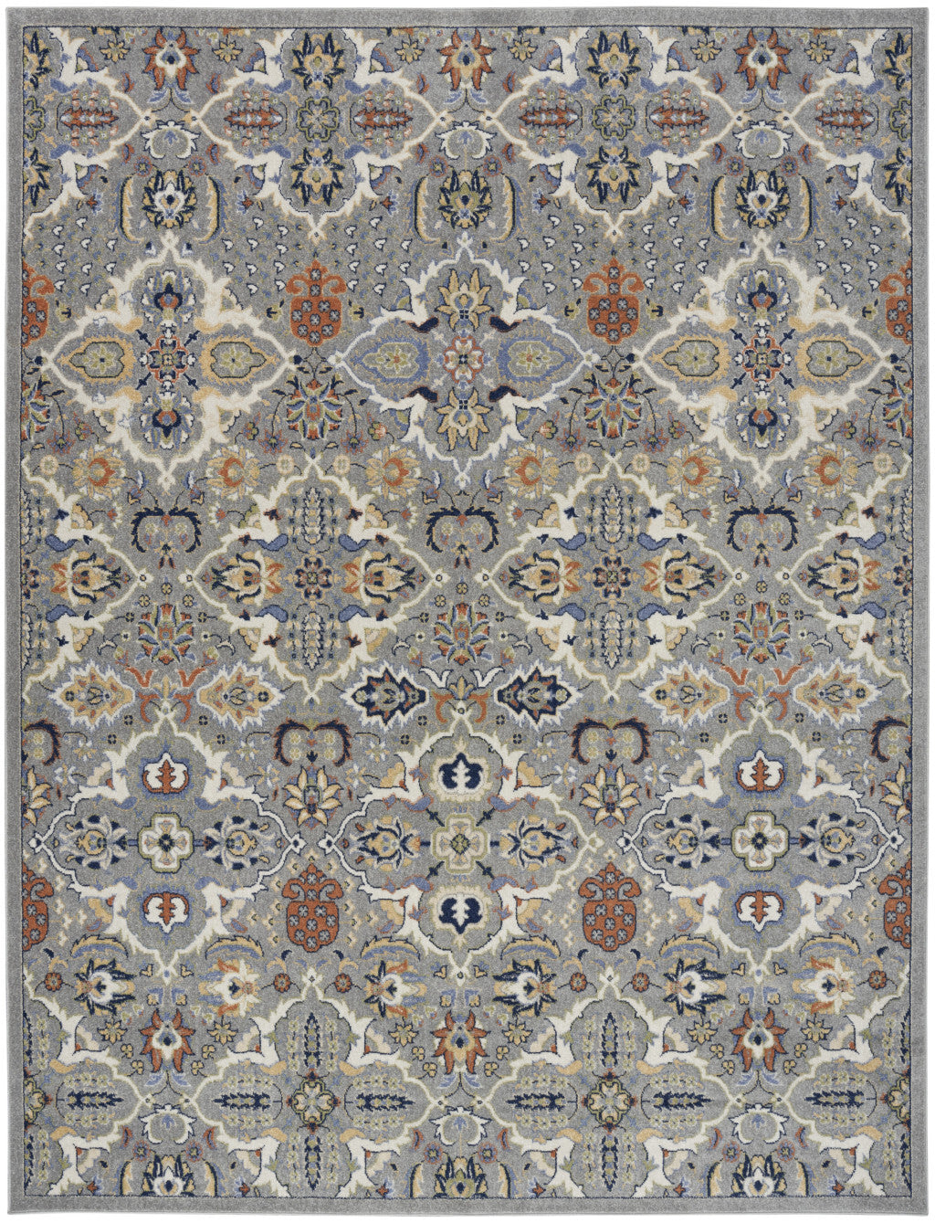 8' x 10' Green and Ivory Floral Power Loom Area Rug