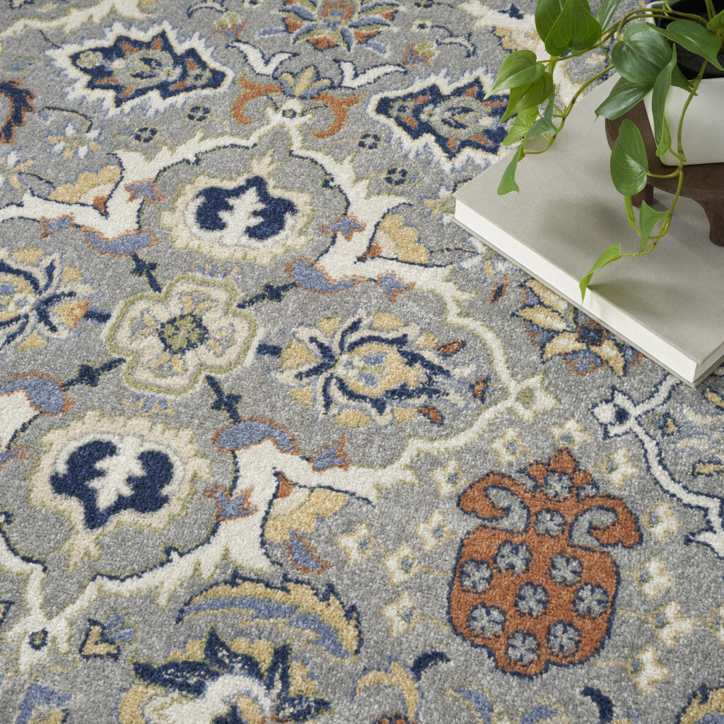 8' x 10' Green and Ivory Floral Power Loom Area Rug