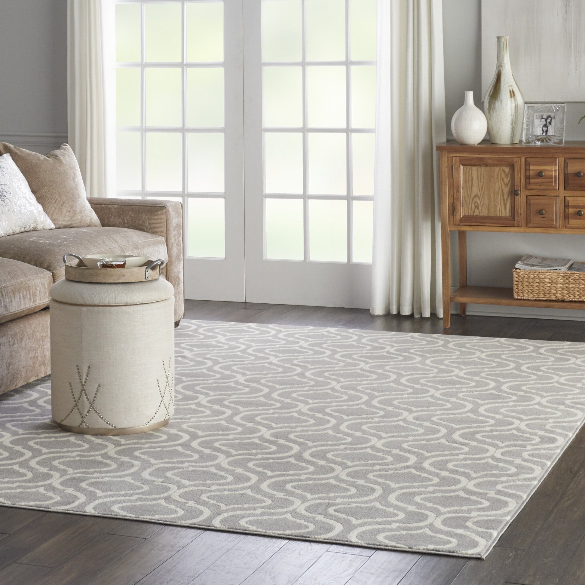 8' x 10' Gray Moroccan Power Loom Area Rug