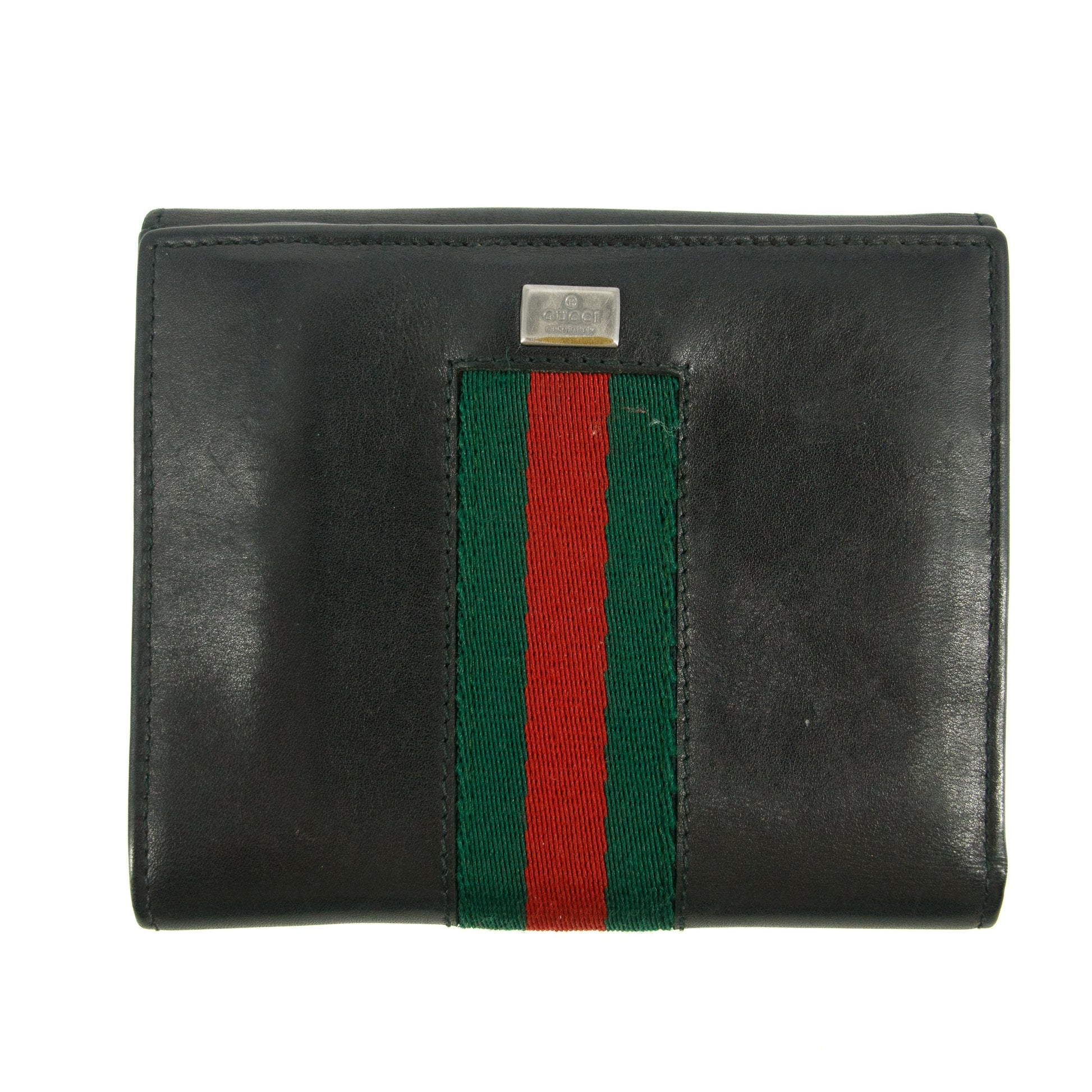 Gucci Sherry Web Black Leather Bifold Wallet #5301