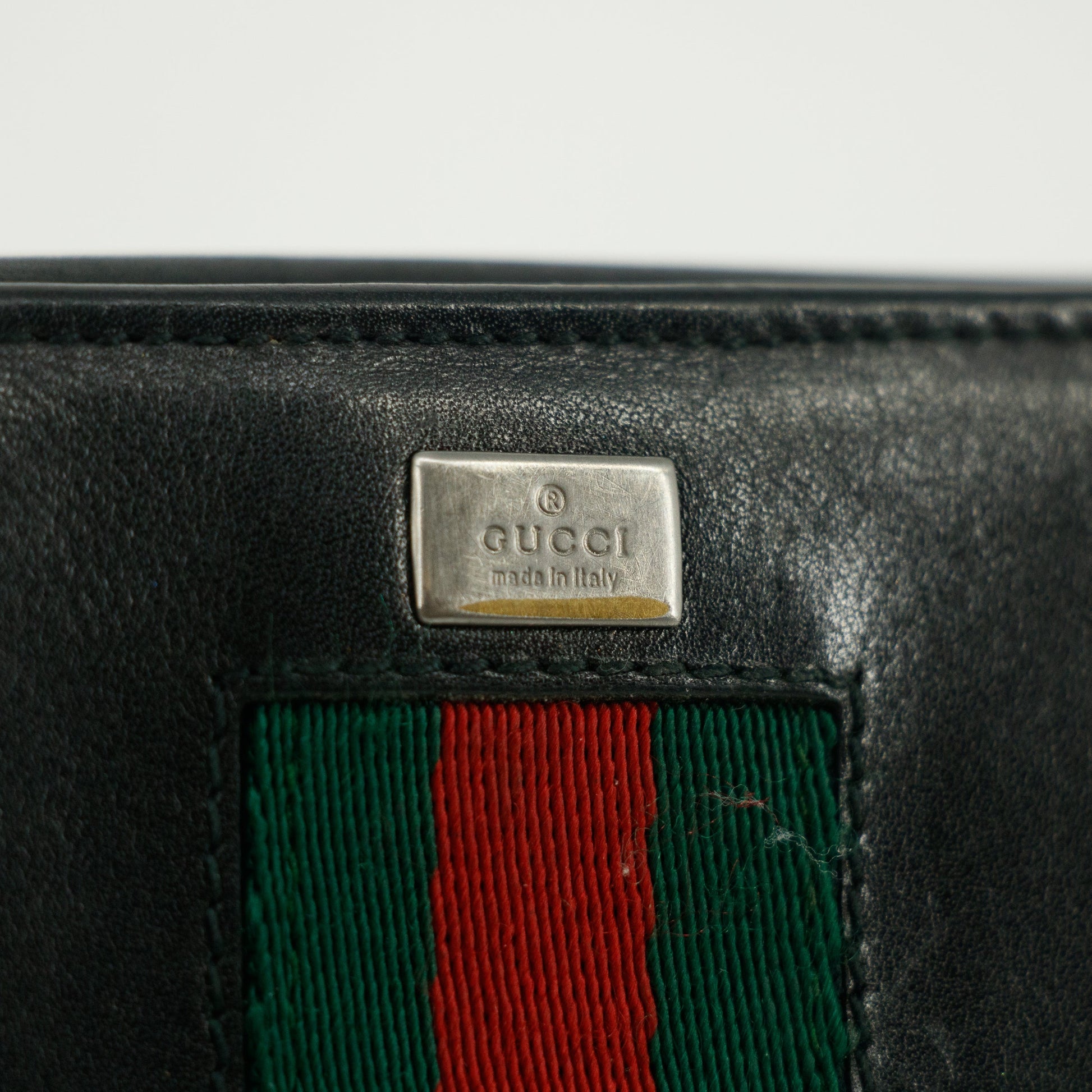 Gucci Sherry Web Black Leather Bifold Wallet #5301