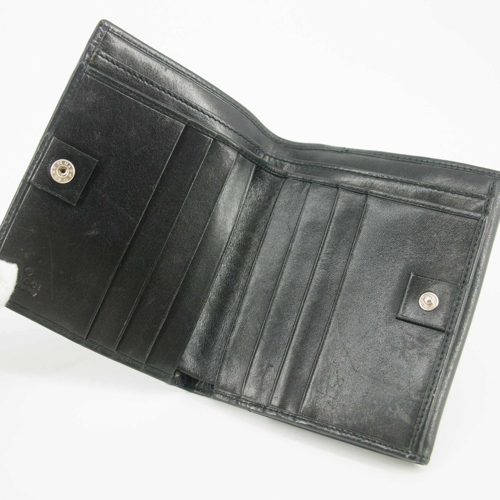 Gucci Sherry Web Black Leather Bifold Wallet #5301