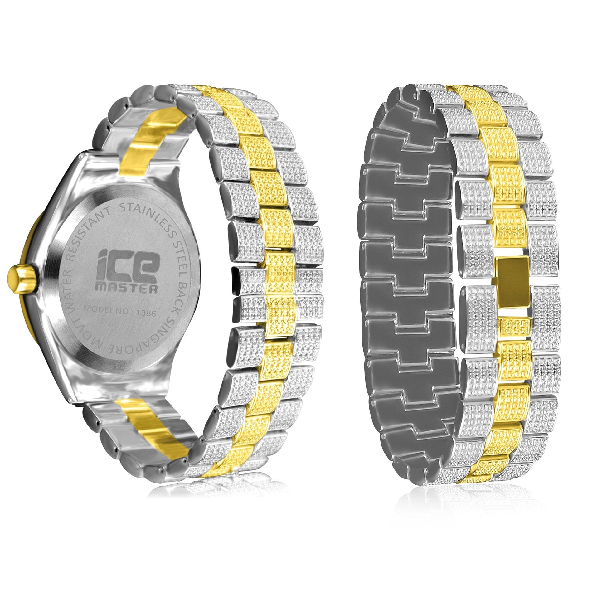 Rhinestone Iced Out Watch And Bracelet Set Bling Luxury