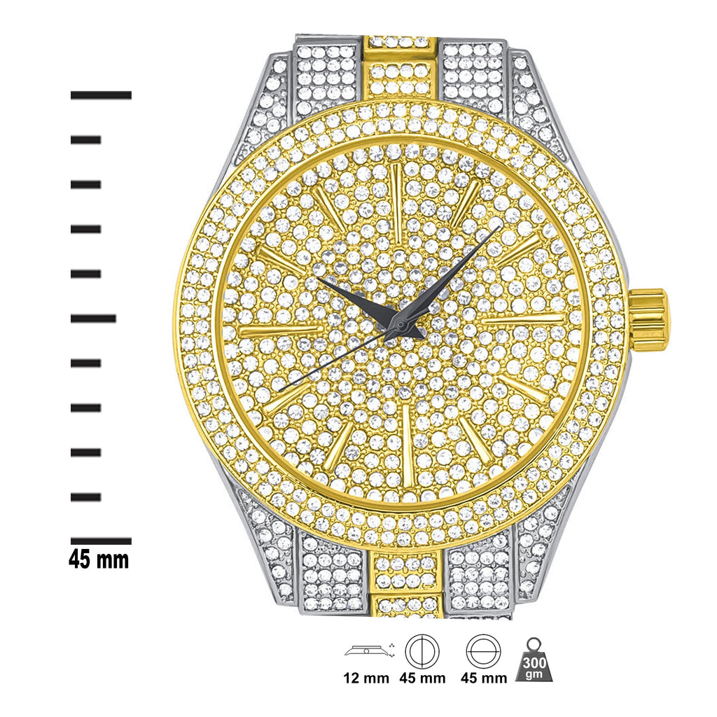 Rhinestone Iced Out Watch And Bracelet Set Bling Luxury