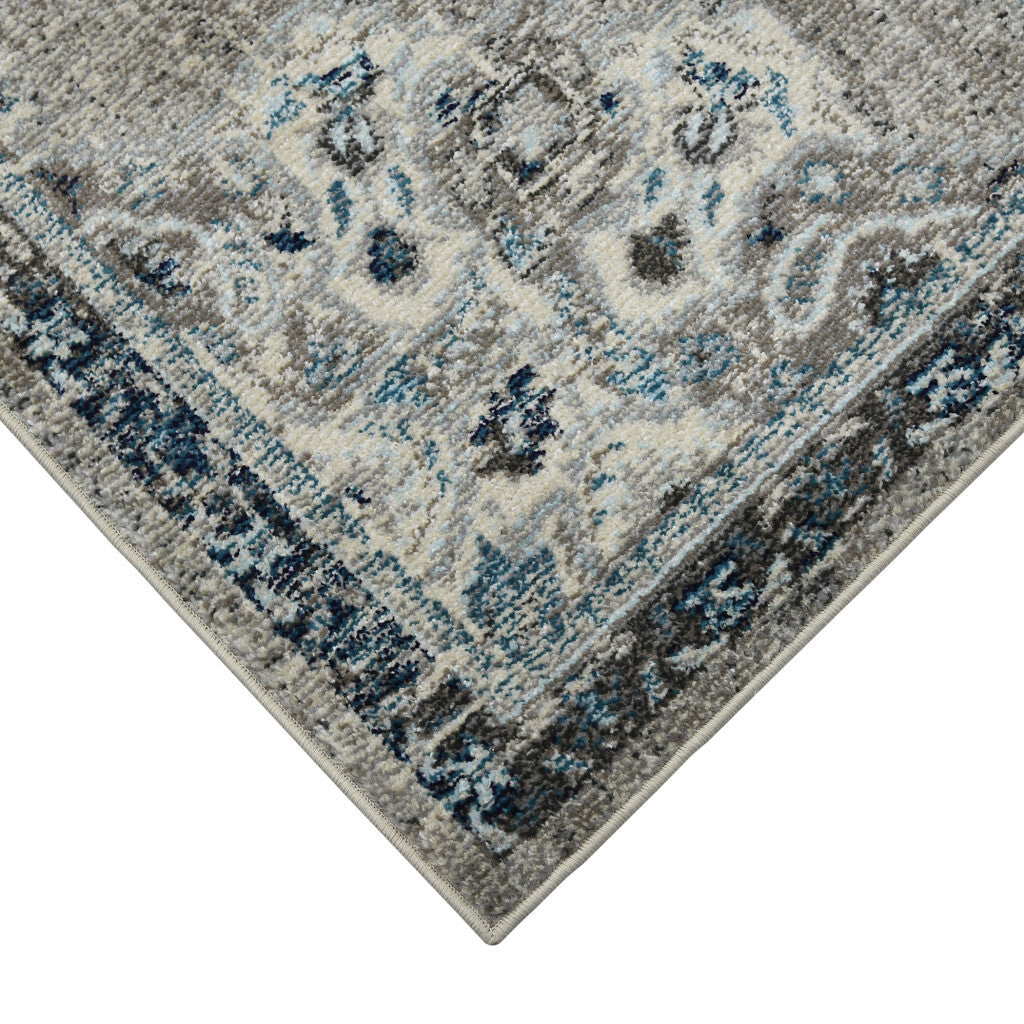 5' x 7' Teal Blue Medallion Power Loom Area Rug