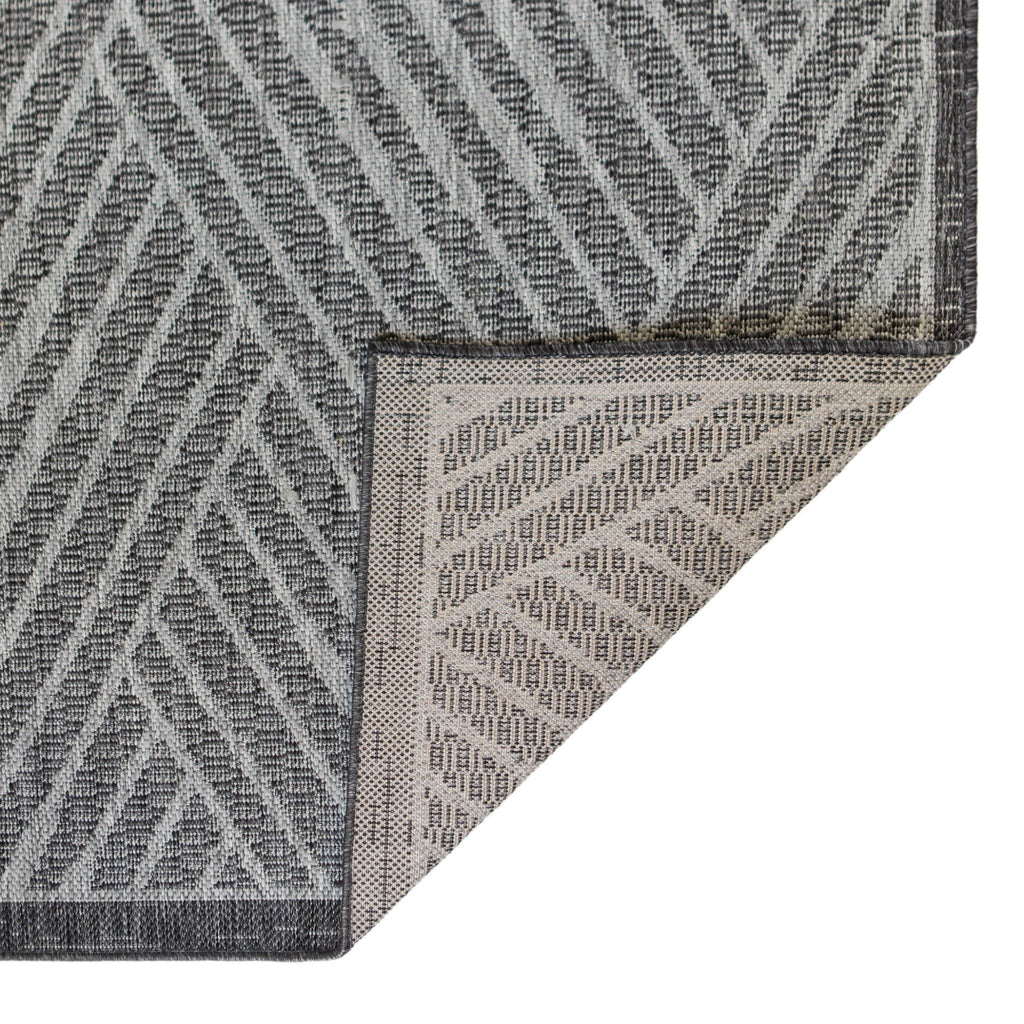 4' X 6' Gray and Blue Geometric Stain Resistant Indoor Outdoor Area Rug