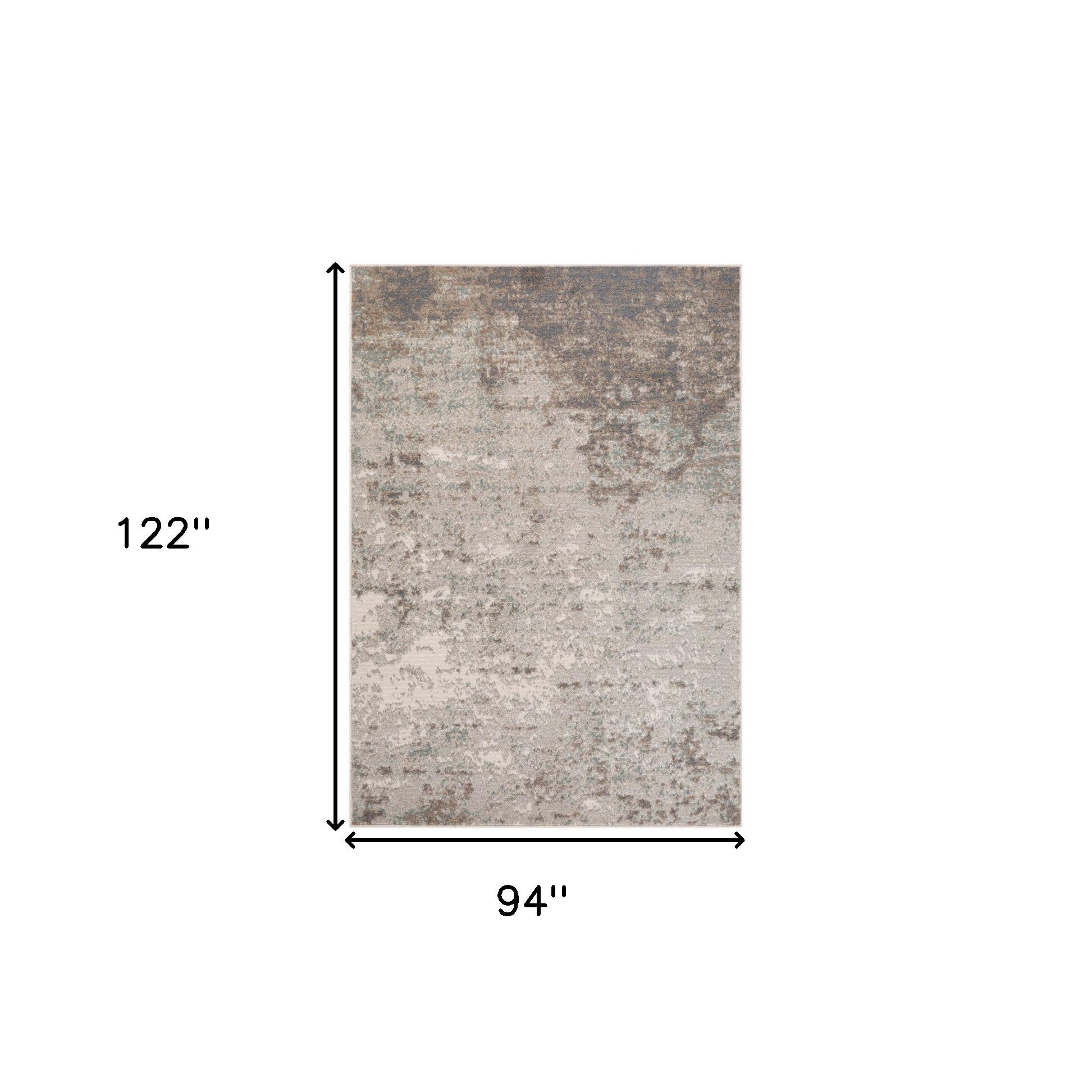 8' X 10' Gray and Dark Gray Abstract Power Loom Area Rug