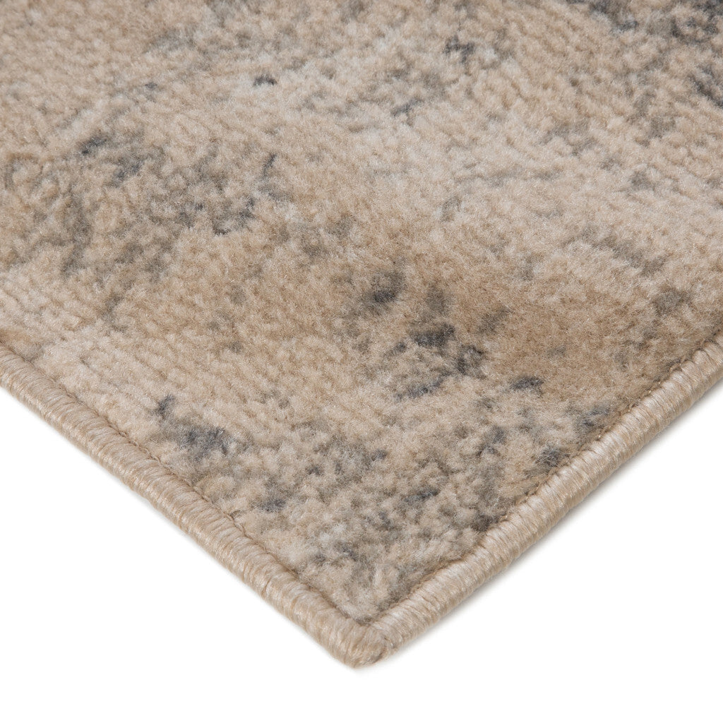 10' Gray and Light Blue Abstract Power Loom Runner Rug