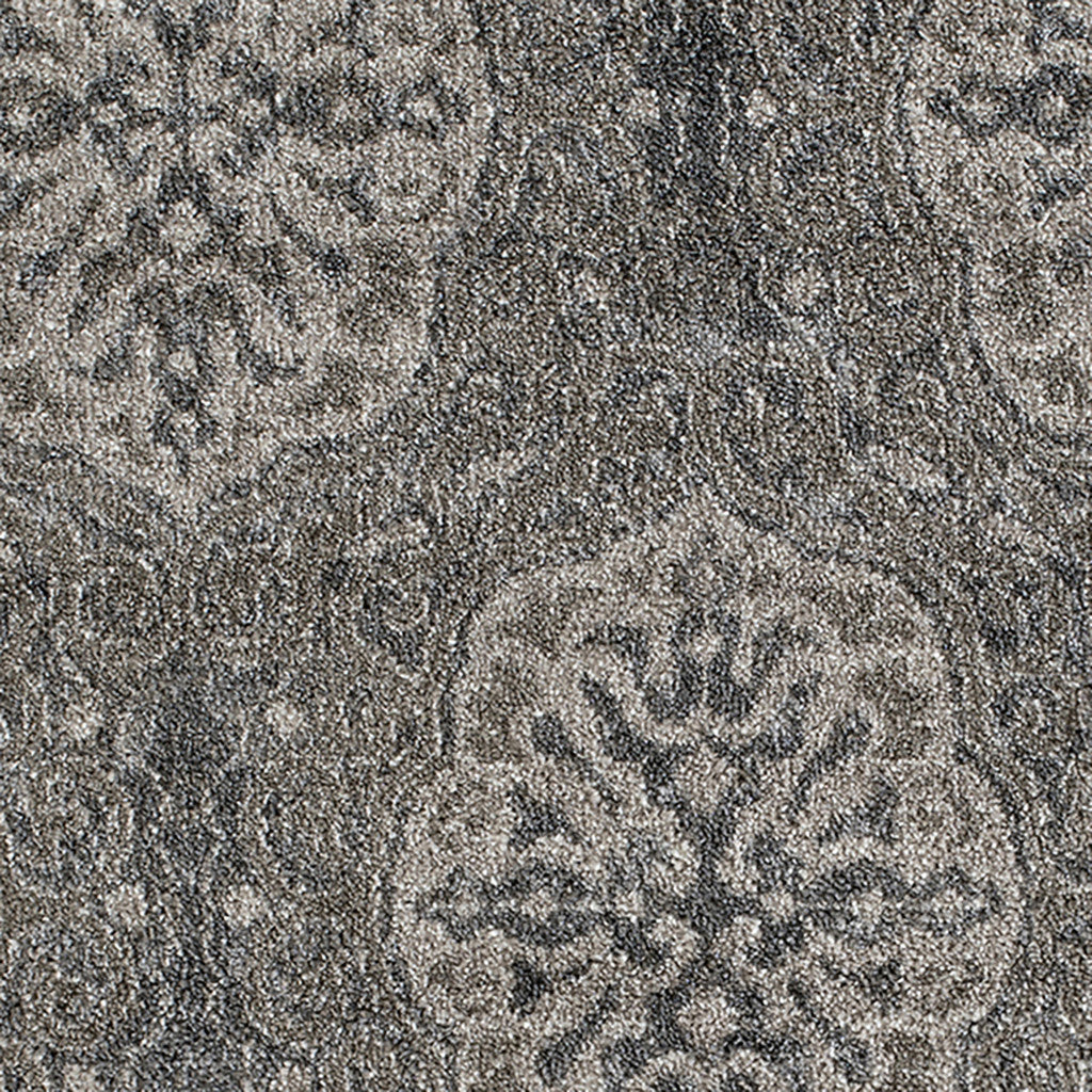 6' Charcoal and Gray Medallion Power Loom Round Rug