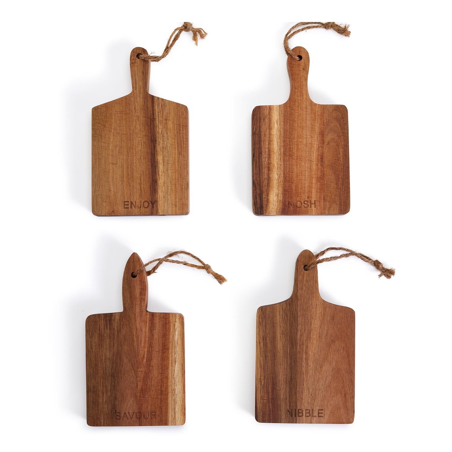 Acacia Charcuterie Boards Set Of 4 8x4.5in Small Serving Boards With Jute Hangs