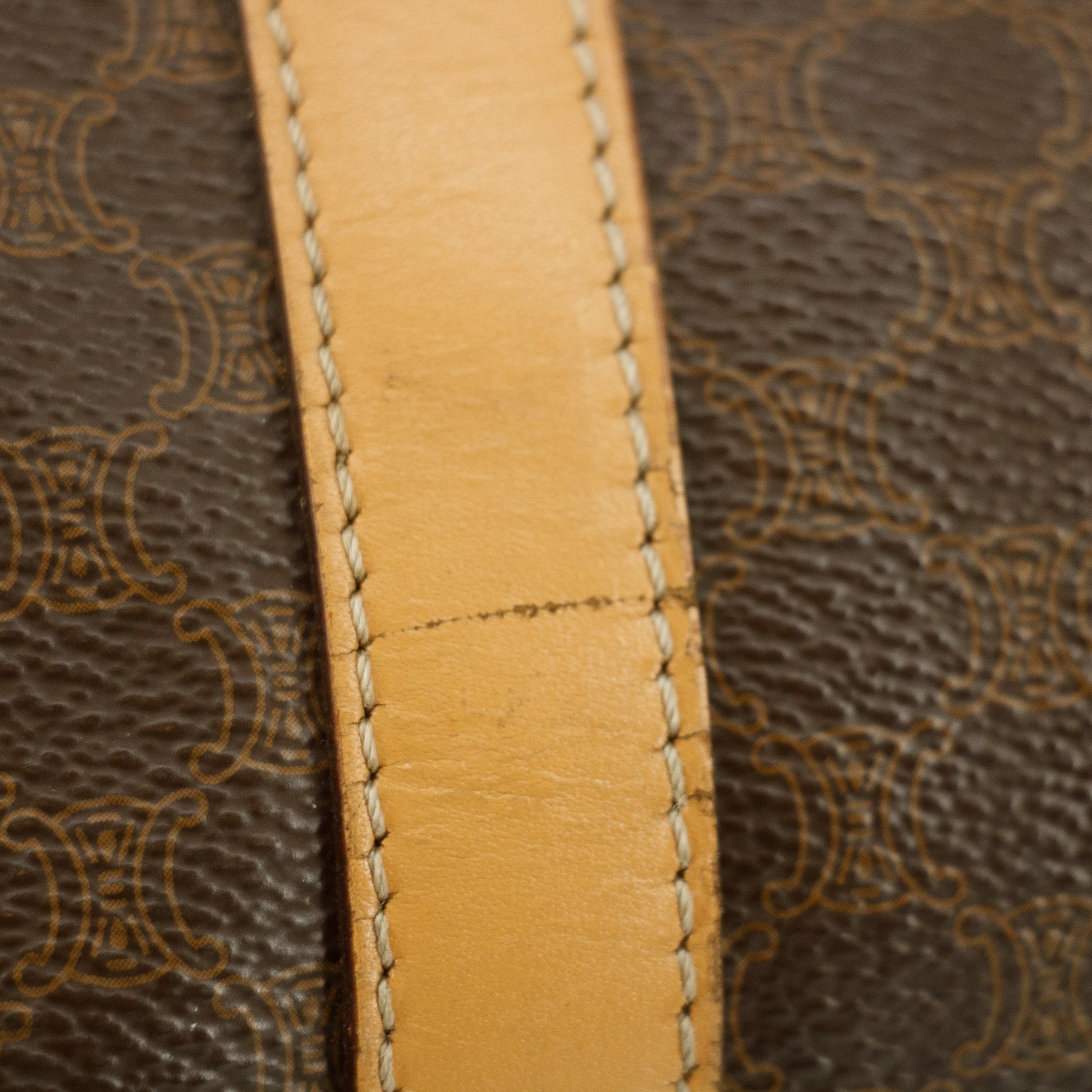 Celine Macadam Triomphe Brown Leather Boston Bag #5382