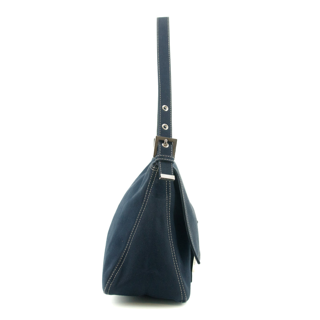 Fendi Mamma Baguette Denim Black Shoulder Bag  #5426