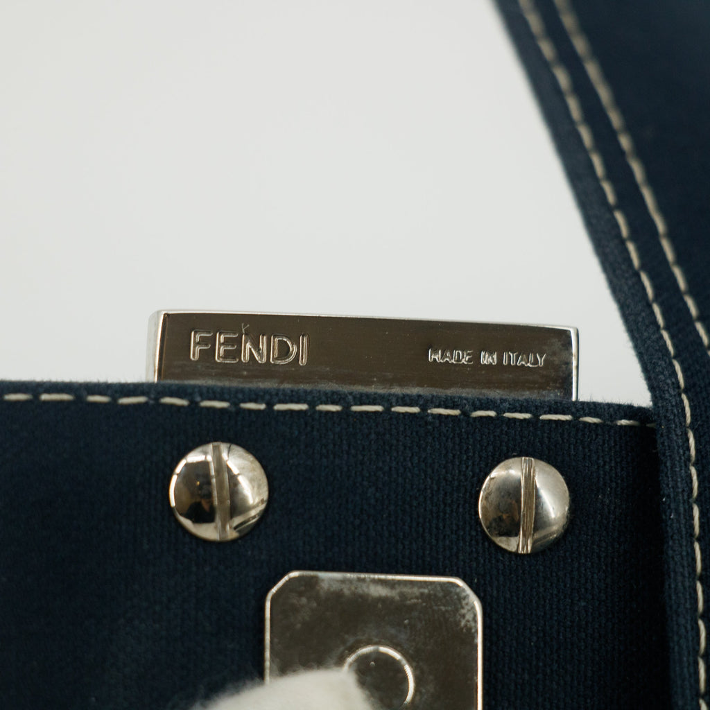 Fendi Mamma Baguette Denim Black Shoulder Bag  #5426