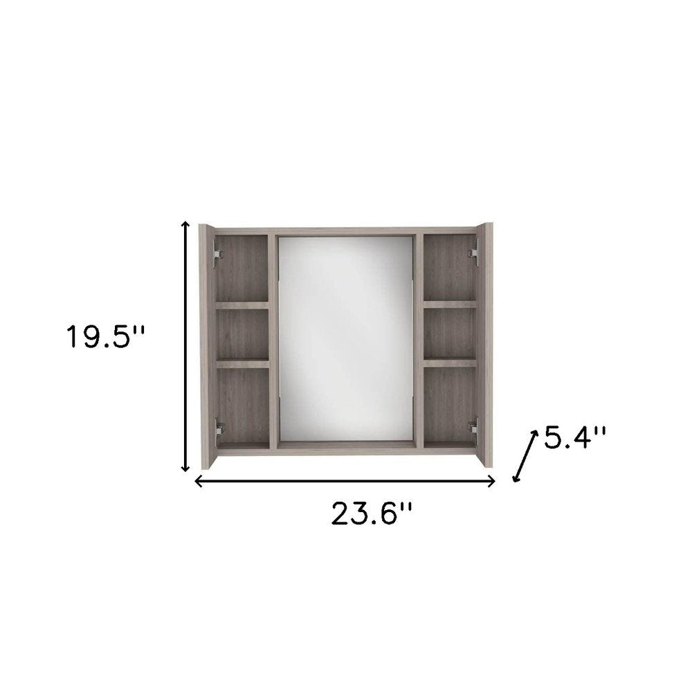 24" Light Gray Wood Floating Single Door Bathroom Vanity And Medicine Cabinet