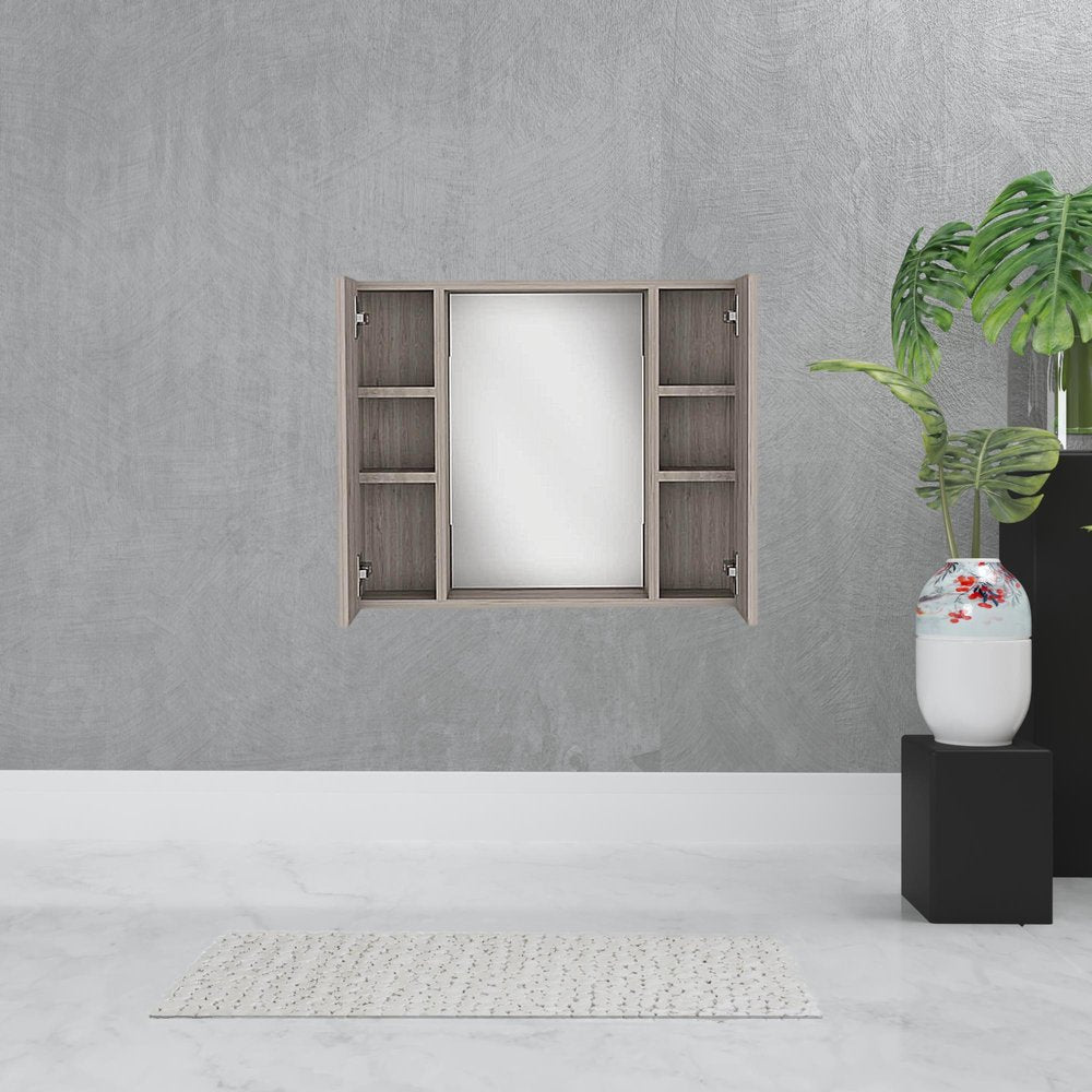 24" Light Gray Wood Floating Single Door Bathroom Vanity And Medicine Cabinet