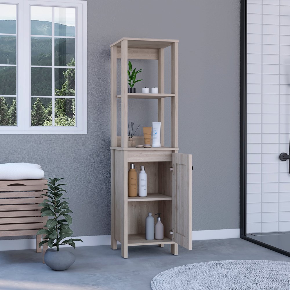 16" Light Gray Wood Freestanding Single Door Bathroom Vanity