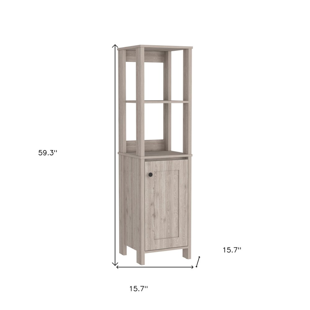 16" Light Gray Wood Freestanding Single Door Bathroom Vanity
