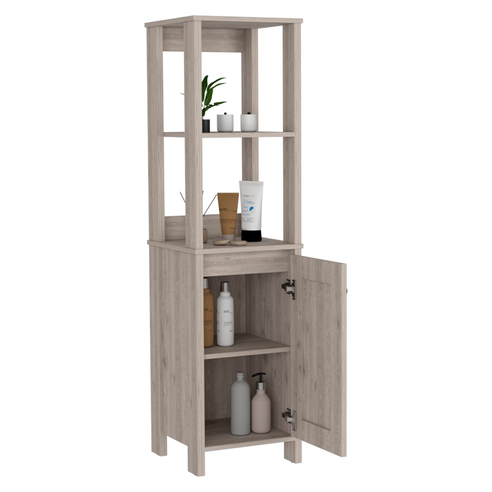 16" Light Gray Wood Freestanding Single Door Bathroom Vanity