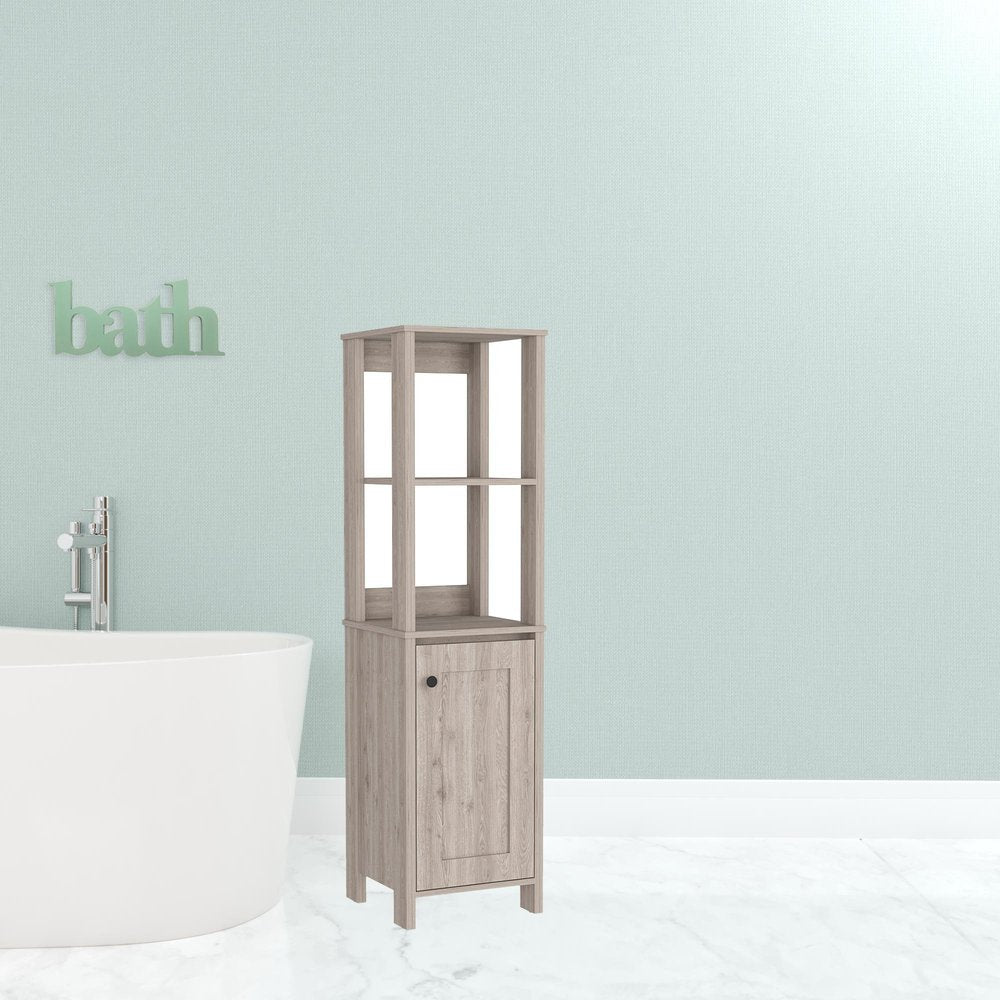 16" Light Gray Wood Freestanding Single Door Bathroom Vanity