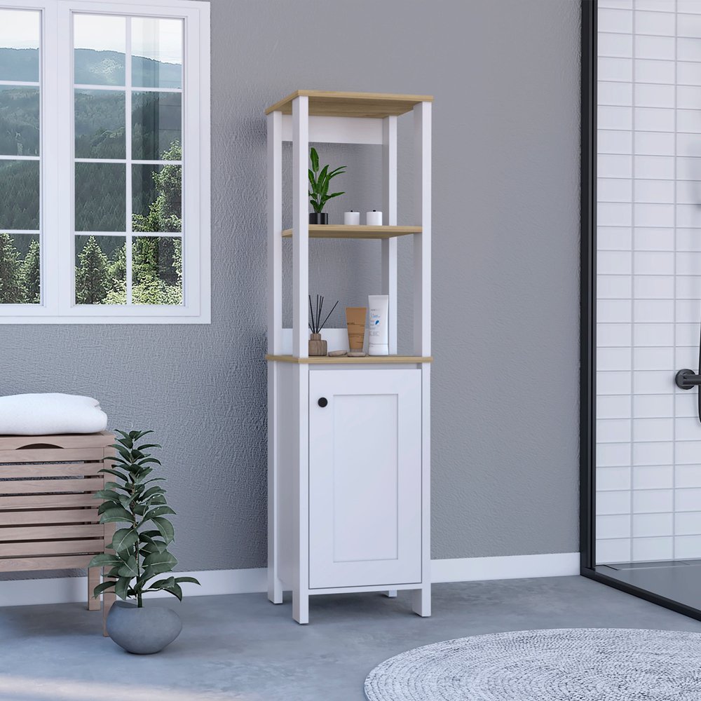 16" White Wood Freestanding Single Door Bathroom Vanity