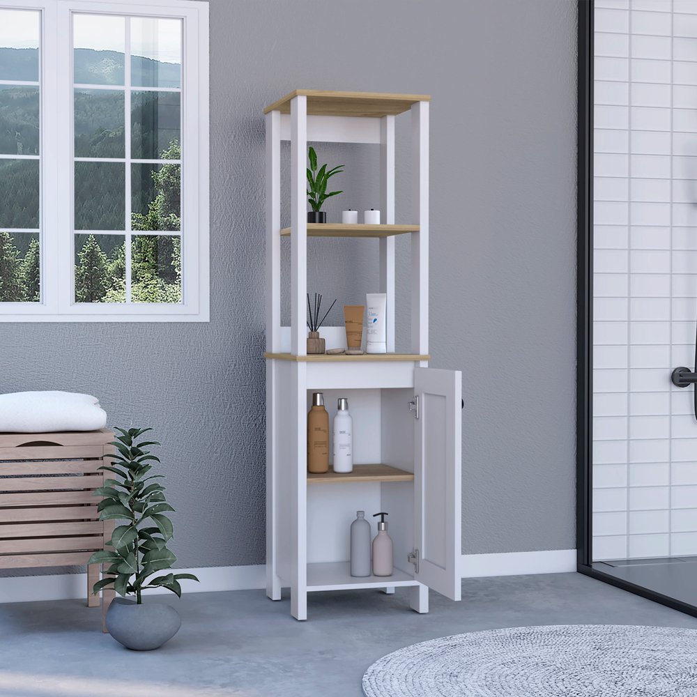 16" White Wood Freestanding Single Door Bathroom Vanity