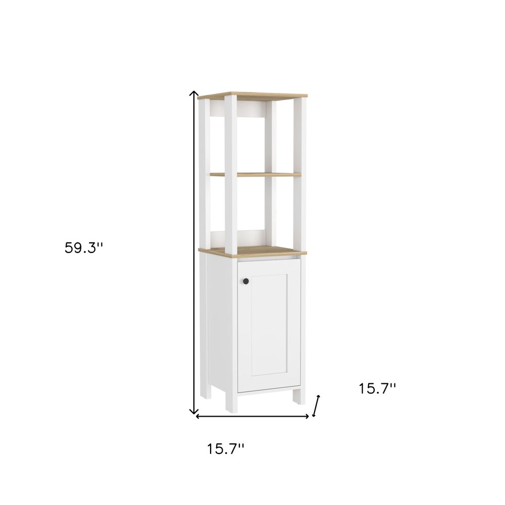 16" White Wood Freestanding Single Door Bathroom Vanity