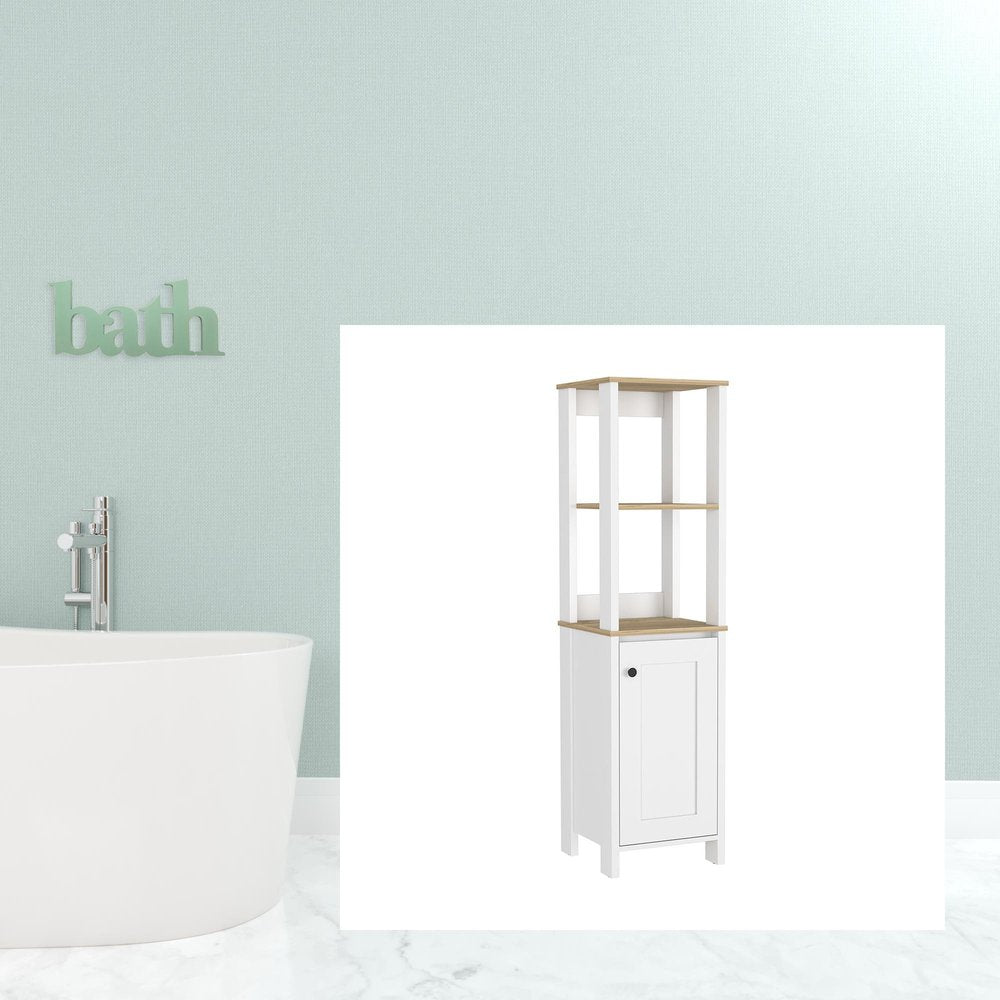 16" White Wood Freestanding Single Door Bathroom Vanity
