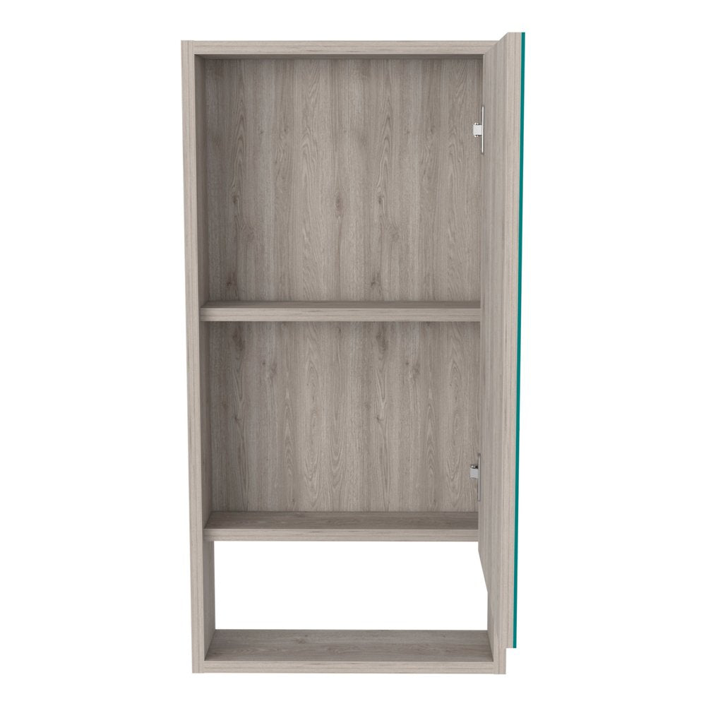 18" Light Gray Wood Floating Single Door Bathroom Vanity And Medicine Cabinet With Mirror
