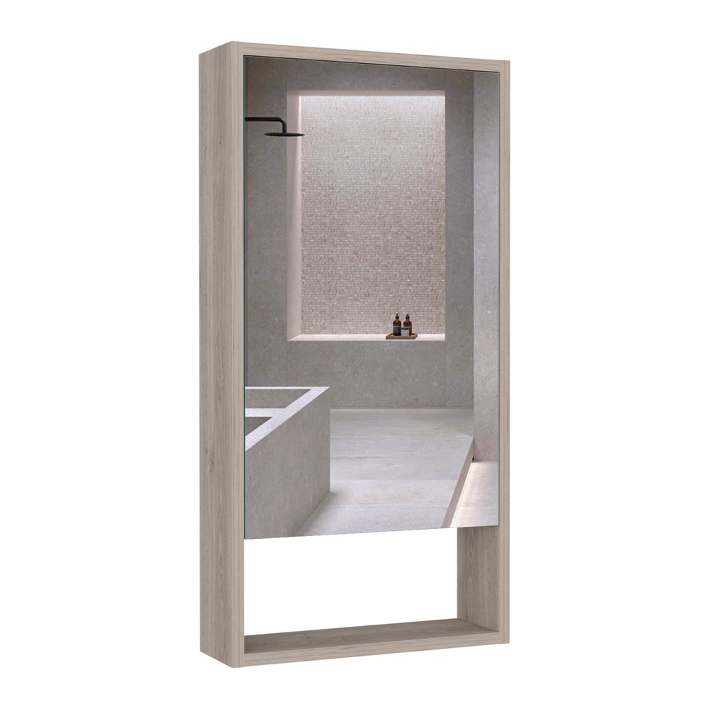 18" Light Gray Wood Floating Single Door Bathroom Vanity And Medicine Cabinet With Mirror