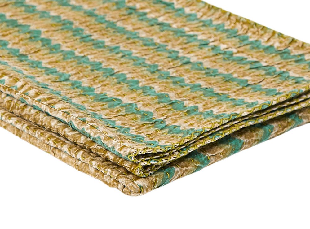 50" X 70" Gray And Yellow Floral Cotton Quilted Kantha Throw Blanket with Embroidery