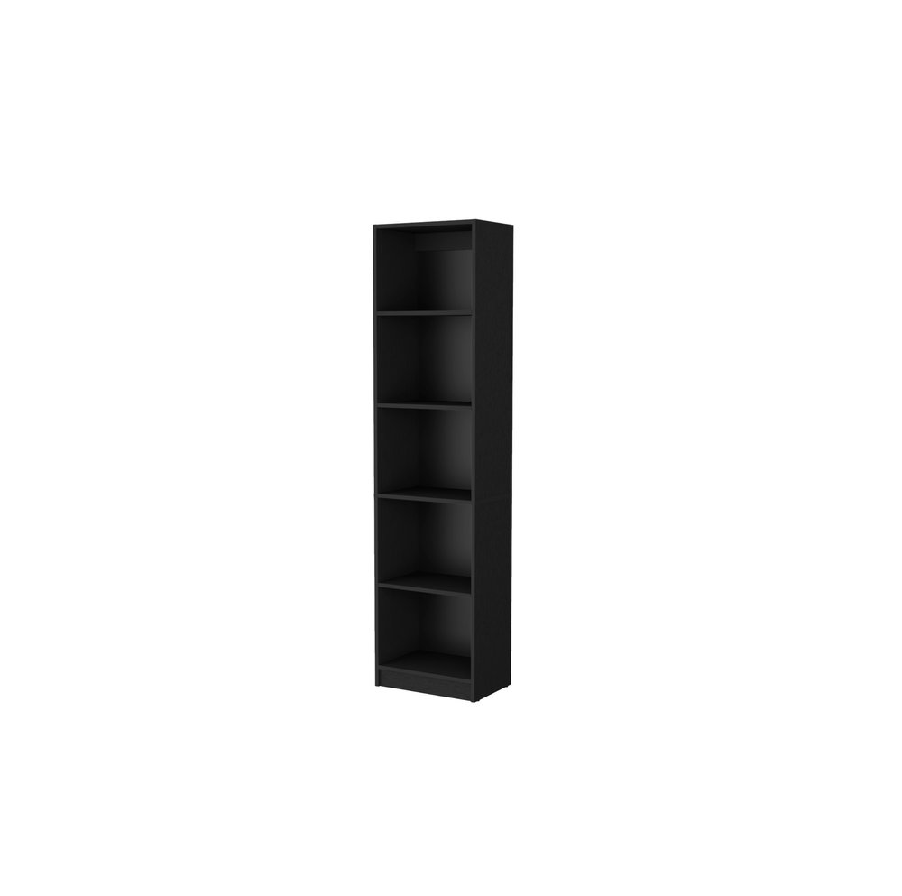 70" Black Wood Five Tier Bookcase