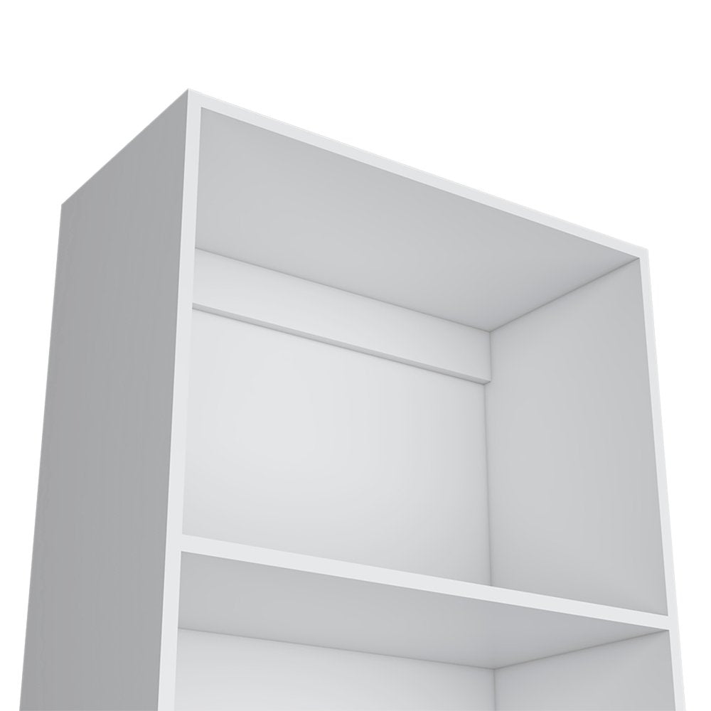 71" White Wood Four Tier Bookcase