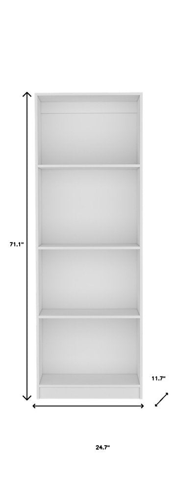 71" White Wood Four Tier Bookcase