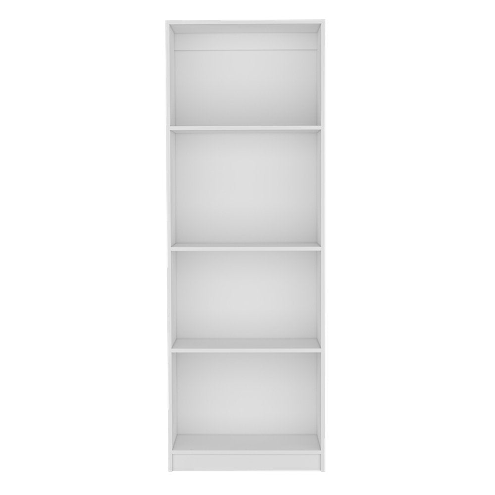 71" White Wood Four Tier Bookcase