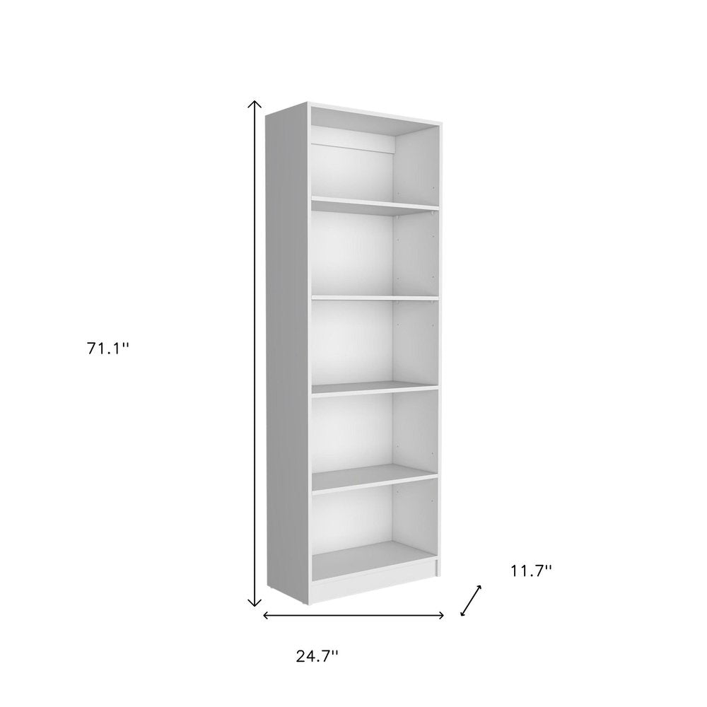 Set of Three White Wood Five Tier Modular Bookcase with Two Doors