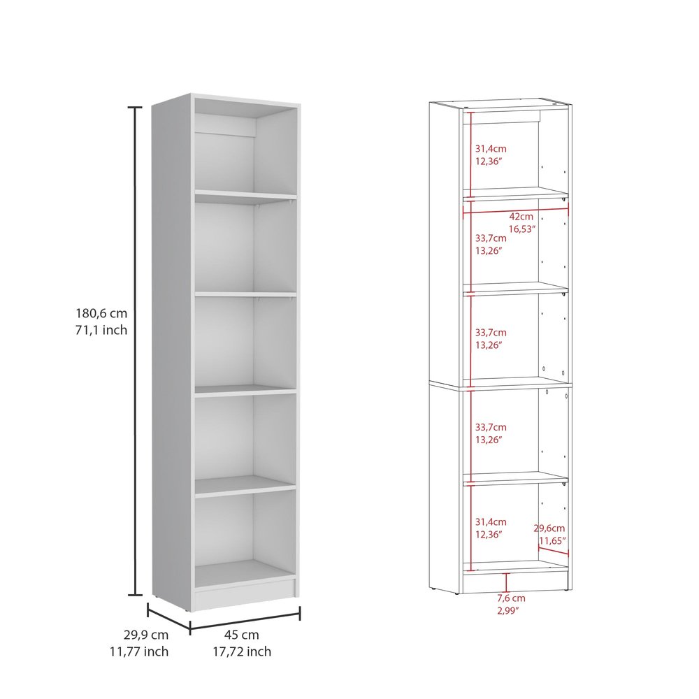 Set of Three White Wood Five Tier Modular Bookcase with Four Doors