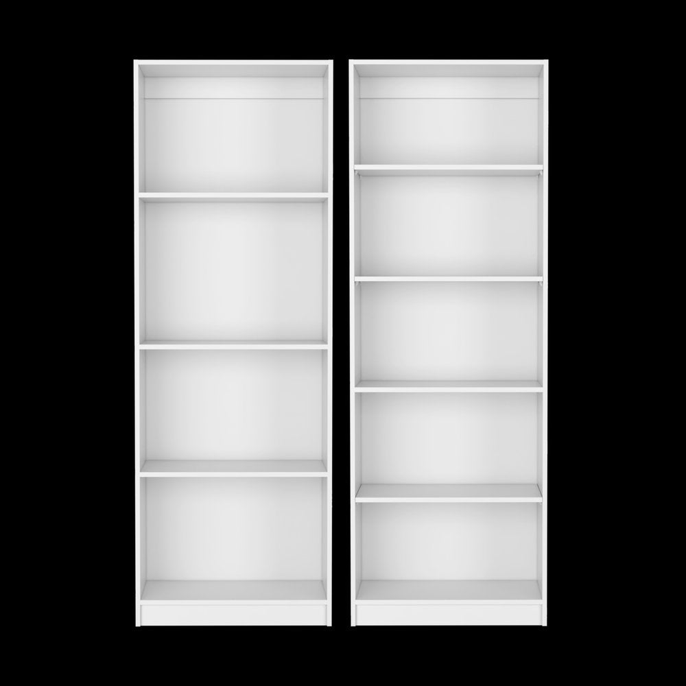 Set of Two White Wood Nine Tier Modular Bookcase