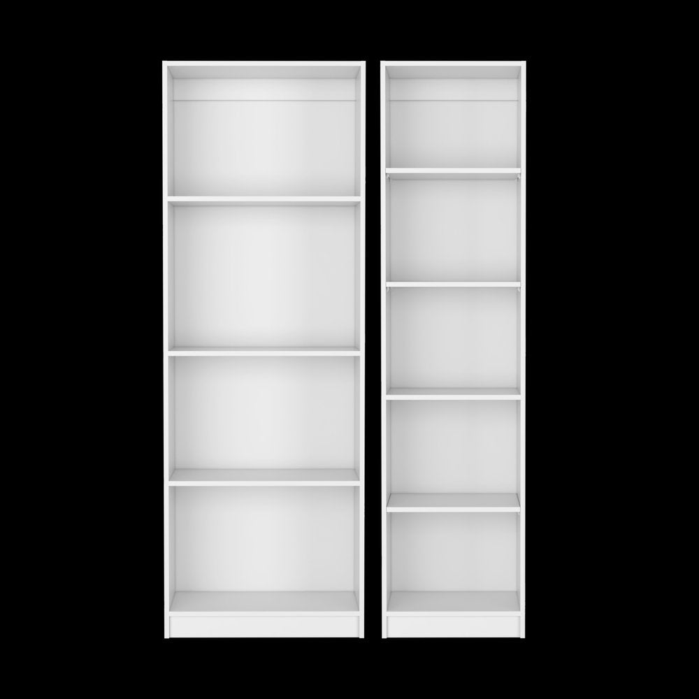 Set of Two White Wood Nine Tier Modular Bookcase