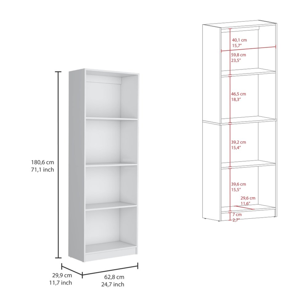 Set of Two White Wood Seven Tier Modular Bookcase with Two Doors