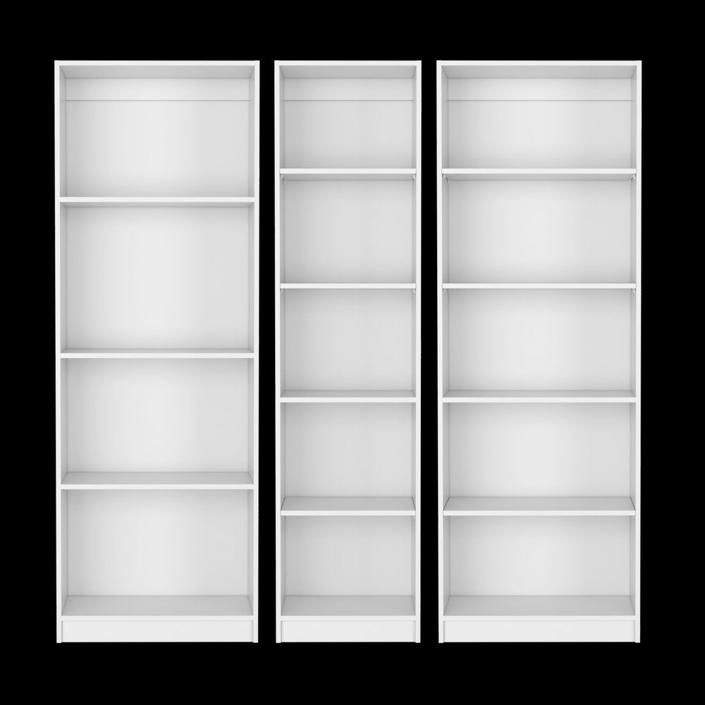 Set of Three White Wood Fourteen Tier Modular Bookcase