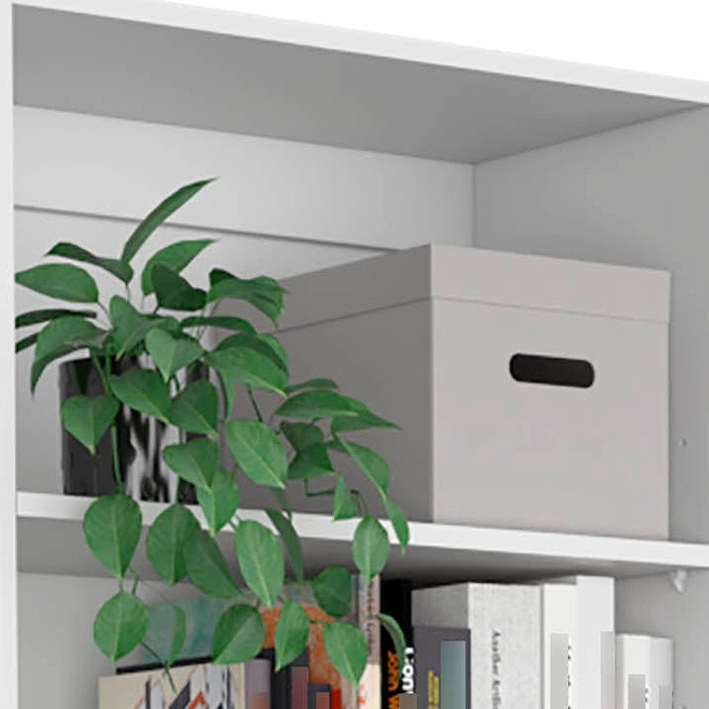 Set of Four White Wood Seventeen Tier Modular Bookcase with Two Doors