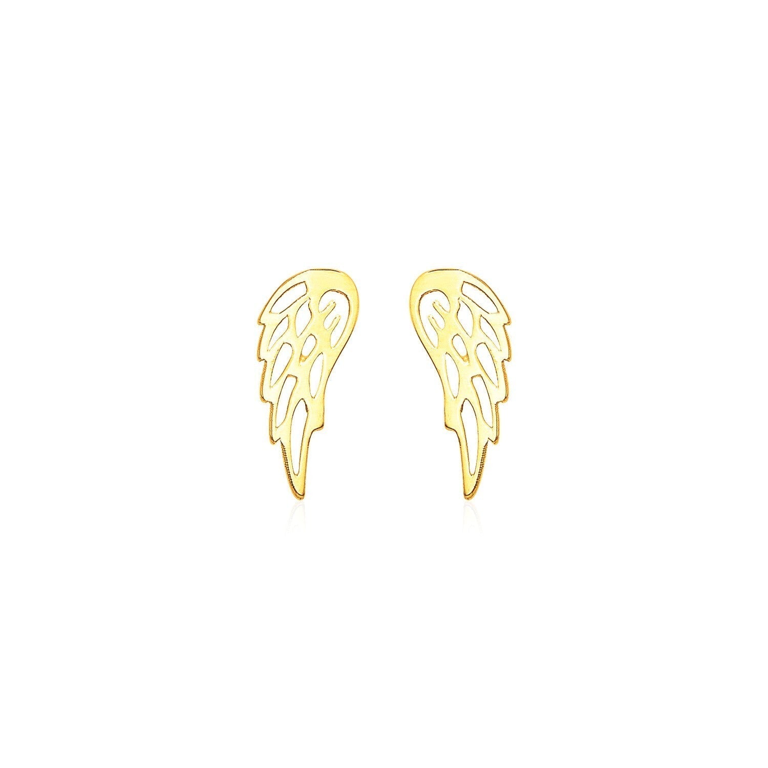 14k Yellow Gold Polished Wing Post Earrings