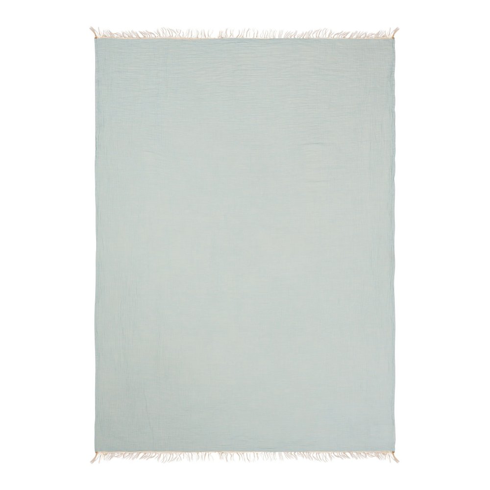 47" X 60" Beige Cotton Woven Turkish Towel Throw Blanket with Fringe