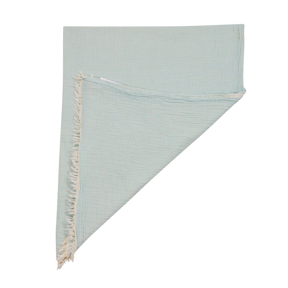 47" X 60" Beige Cotton Woven Turkish Towel Throw Blanket with Fringe